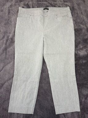 Hilary Radley Light Gray Straight-Leg  cropped Dress Pants